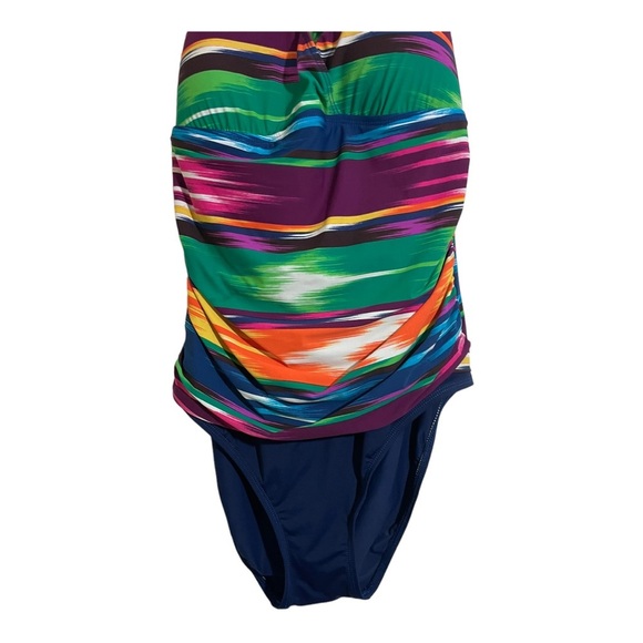 Lauren Ralph Lauren womens one piece bathing suit V neck half back size 12 color - Picture 3 of 7